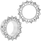 Clear Gem Floral Lotus Screw Fit Tunnel Plug Set