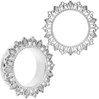 Clear Gem Floral Lotus Screw Fit Tunnel Plug Set