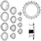 Clear Gem Floral Lotus Screw Fit Tunnel Plug Set