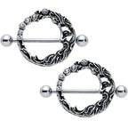 14G 3/4 Clear Gem Face Crescent Moon Nipple Shield Set
