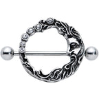 14G 3/4 Clear Gem Face Crescent Moon Nipple Shield Set