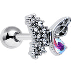 16G 1/4 Clear Gem Glam Butterfly Cartilage Tragus Earring