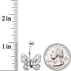 Clear Gem Lacy Butterfly Belly Ring