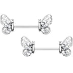 14G 9/16 Clear Gem Lacy Butterfly Barbell Nipple Ring Set