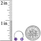 16G 3/8  Purple Stone Ball End Internally Threaded Horseshoe