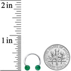16G 3/8 Green Stone Ball End Internally Threaded Horseshoe