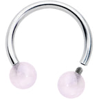 16G 3/8 Pink Stone Ball End Internally Threaded Horseshoe