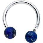 16G 3/8 Blue Stone Ball End Internally Threaded Horseshoe