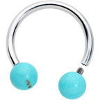 16G 3/8 Lt Blue Stone Ball End Internally Threaded Horseshoe