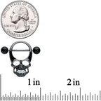 14G 1/2 Black Grinning Skull Nipple Shield Set