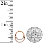 16G 5/16 Clear CZ Gem Rose Gold Tone Double Row Segment Ring