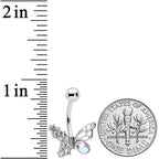 Clear Aurora Gem Super Glam Butterfly Belly Ring