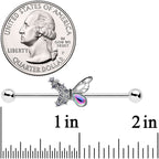 14G Clear Aurora Gem Super Glam Butterfly Industrial Barbell 38mm