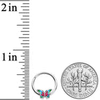 16G 3/8 Bright Beauty Textured Butterfly Hinged Segment Ring