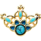 20G 1/4 Turquoise Gold Tone Opulent Flower Nose Bone