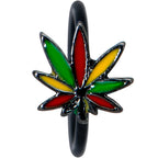 20G 5/16 Black Multicolor Pot Leaf Nose Hoop