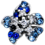 16G 1/4 Clear Blue Gem Evening Flower Cartilage Tragus Earring