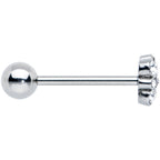Clear CZ Gem Cluster Top Barbell Tongue Ring