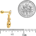 16G 1/4 Clear Gem Gold Tone Pineapple Dangle Cartilage Tragus
