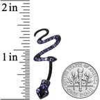 Purple Gem Black Stylish Snakes Double Mount Belly Ring