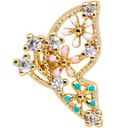 16G 1/4 Clear CZ Gem Gold Tone Abstract Butterfly Cartilage Tragus