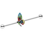 14G Blue Red Green Gem Glitz Dragonfly Industrial Barbell 38mm