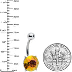 Orange Gem Simply Elegant Style Belly Ring