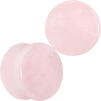 Pink Rose Quartz Round Double Flare Plug Set