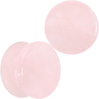 Pink Rose Quartz Round Double Flare Plug Set