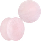 Pink Rose Quartz Round Double Flare Plug Set