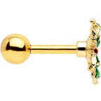 16G 1/4 Gold Tone Tiny Ladybug Leaves Cartilage Tragus Earring