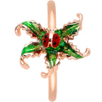 20G 5/16 Rose Gold Tone Tiny Ladybug Leaves Nose Hoop