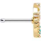 20G 1/4 Clear CZ Gem Gold Tone Abstract Butterfly Nose Bone