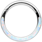 16G 5/16 White Synthetic Opal Bottom Curve Hinged Segment Ring