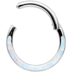 16G 5/16 White Synthetic Opal Bottom Curve Hinged Segment Ring