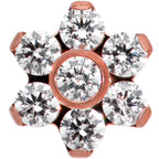 16G 1/4 Clear CZ Gem Rose Gold Tone G23 Titanium Flower Labret