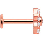 16G 5/16 Clear CZ Gem Rose Gold Hue G23 Titanium Flower Labret