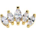 16G 1/4 Clear CZ Gem Gold Tone Fan Internal Thread Labret Tragus