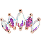 16G 5/16 Clear CZ Gem Rose Gold Hue Fan Internally Thread Labret