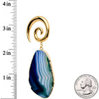 2G Gold Tone Blue Marble Onyx Stone Spiral Taper Ear Weights