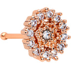 20G 1/4 Clear CZ Gem Rose Gold Tone Geometric Web Nose Bone