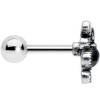 16G 1/4 Black Gem Abstract Bow Cartilage Tragus Earring