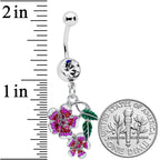 Clear Red Gem Flower in Flower Dangle Belly Ring