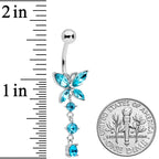 Blue CZ Gem Open Wing Butterfly Dangle Belly Ring