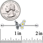 14G Clear Gem Butterfly Daisy Flowers Industrial Barbell 38mm