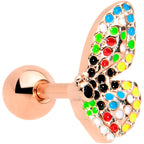 16G 1/4 Rose Gold Tone Mosaic Butterfly Cartilage Tragus Earring
