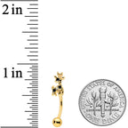 16G 5/16 Black Gem Gold Tone Decadent Deer Curved Eyebrow Ring