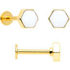 16G 5/16 Black Gem Gold Tone Bee Hive Labret Tragus Curation Set of 3