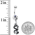 Clear Gem Regal Medieval Dragon Dangle Belly Ring