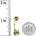 Clear Black Gem Gold Tone Decadent Deer Belly Ring